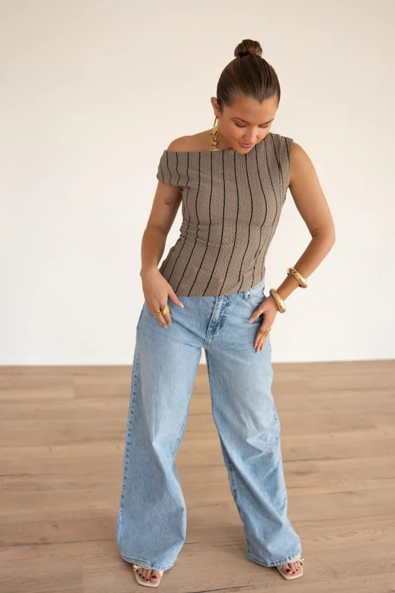 Loewi Stripe Top Taupe^