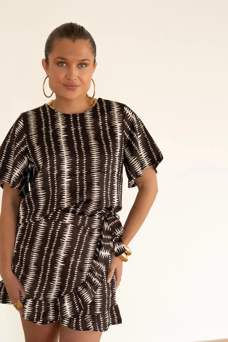Lofty Manner Blouse Sami Brown Stripe Print
