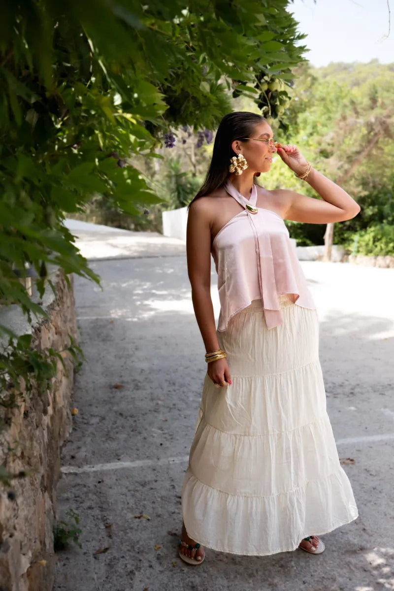 Paola Satin Top Pink|
