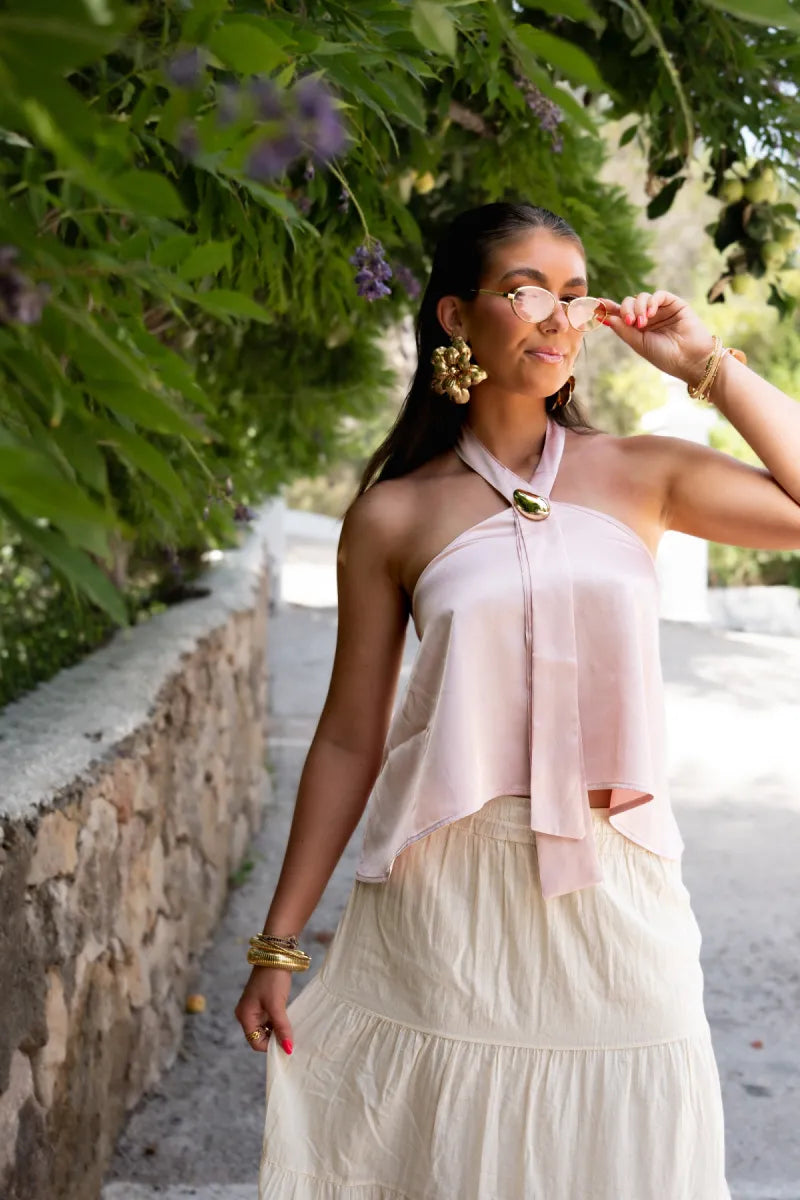 Paola Satin Top Pink|