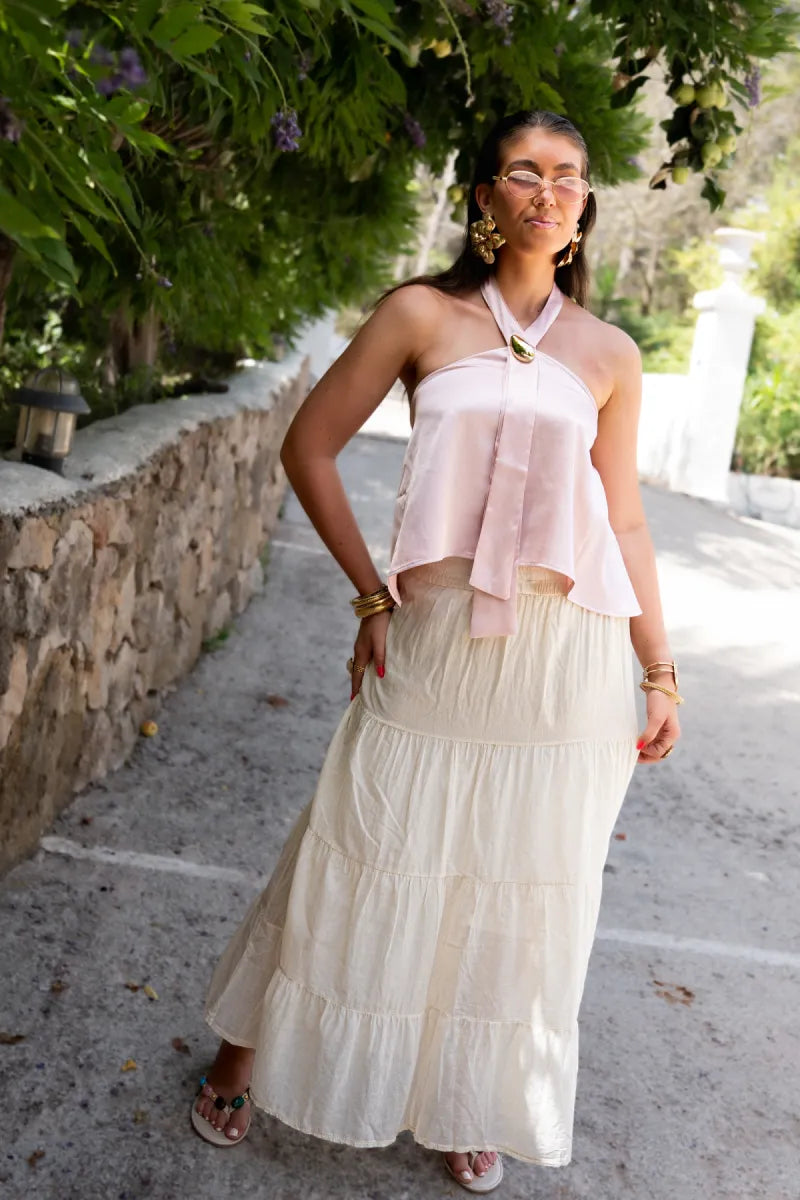 Paola Satin Top Pink|