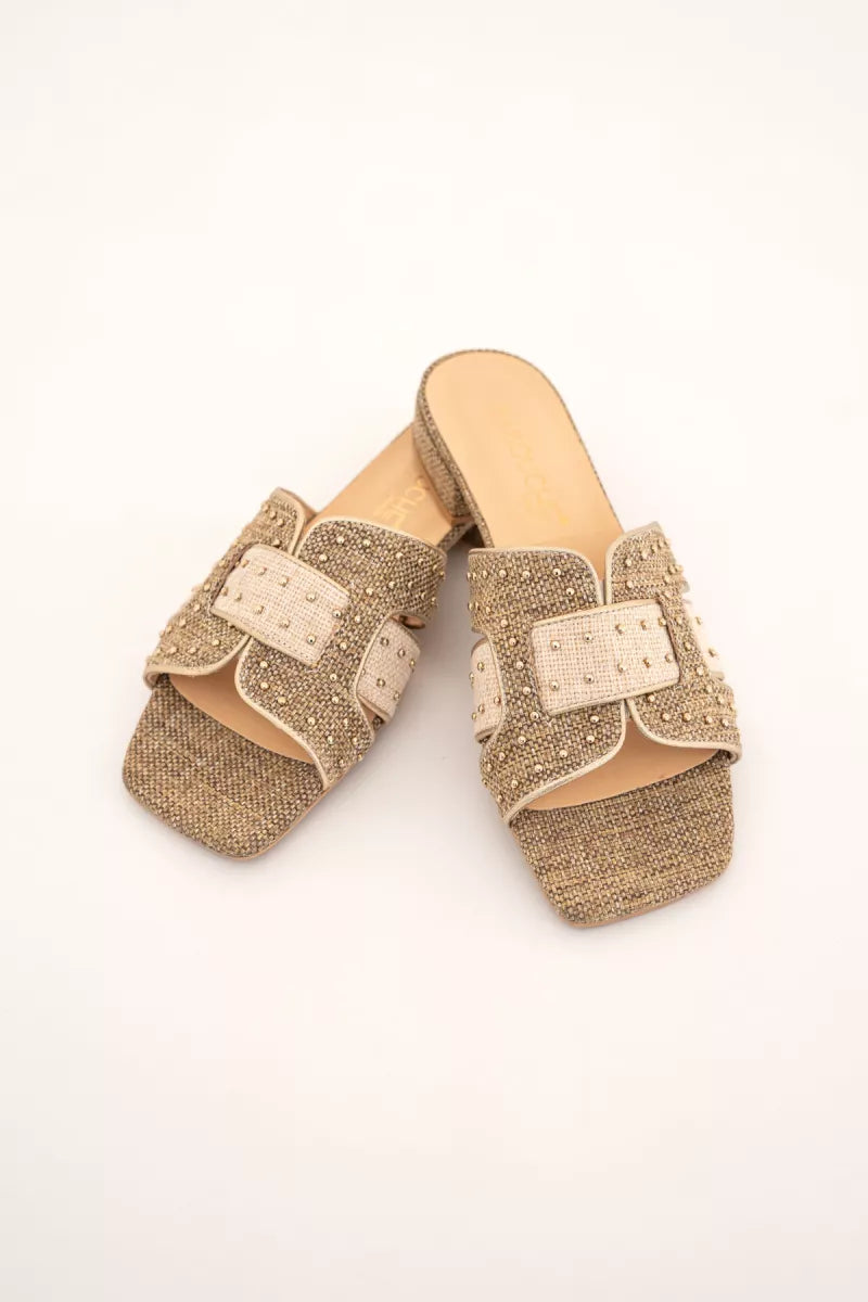 Babouche Sandal G-Joni-162 Taupe Beige Gold