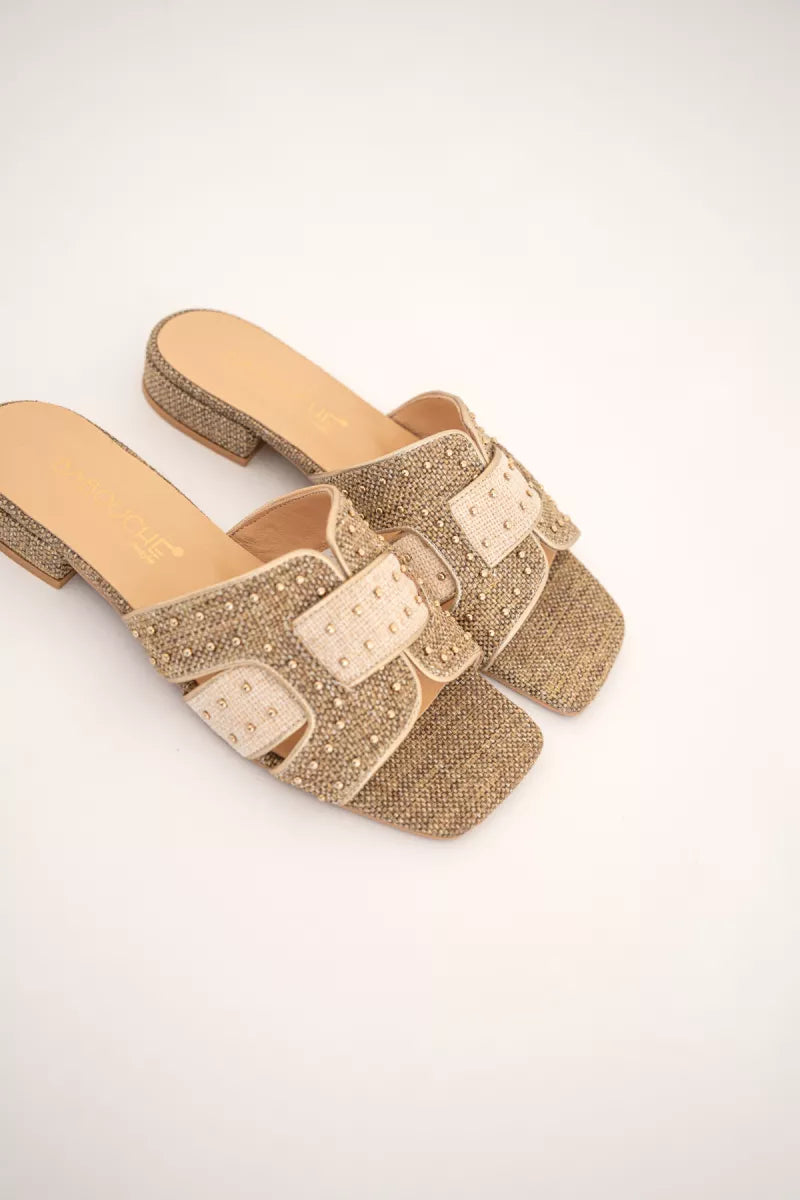 Babouche Sandal G-Joni-162 Taupe Beige Gold