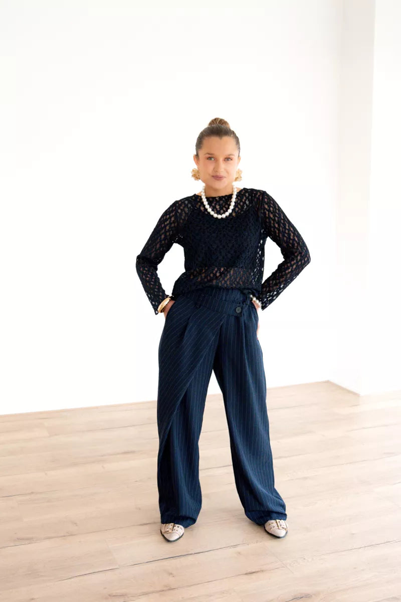 Angela Lace Top Dark Blue