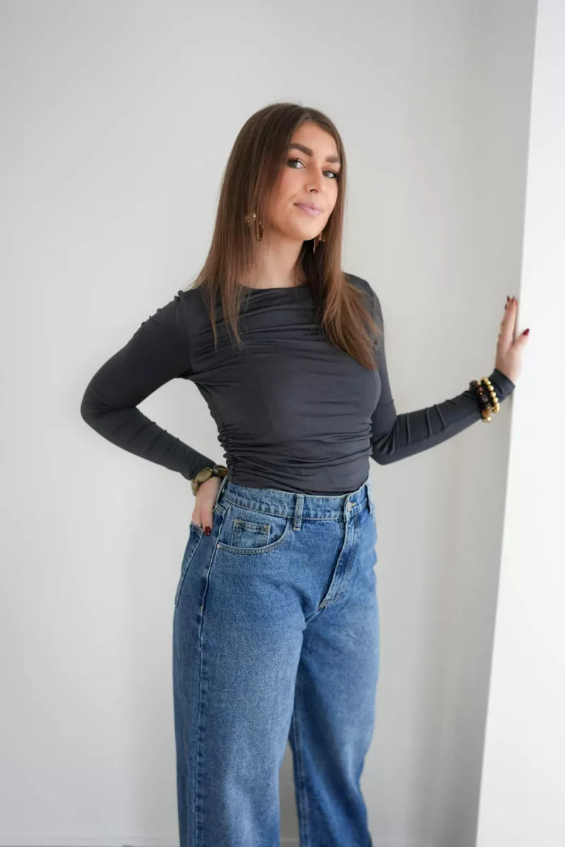 Lofty Manner Top Celine Dark Grey