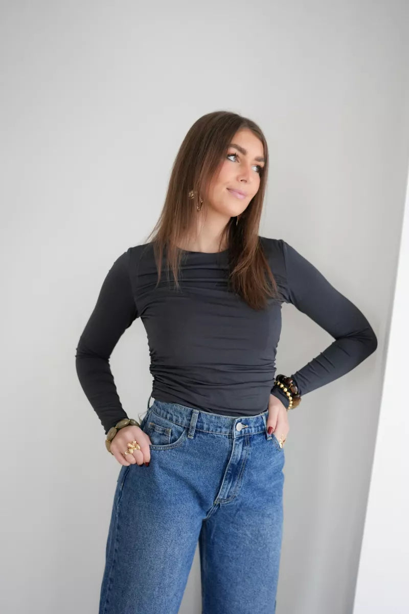 Lofty Manner Top Celine Dark Grey