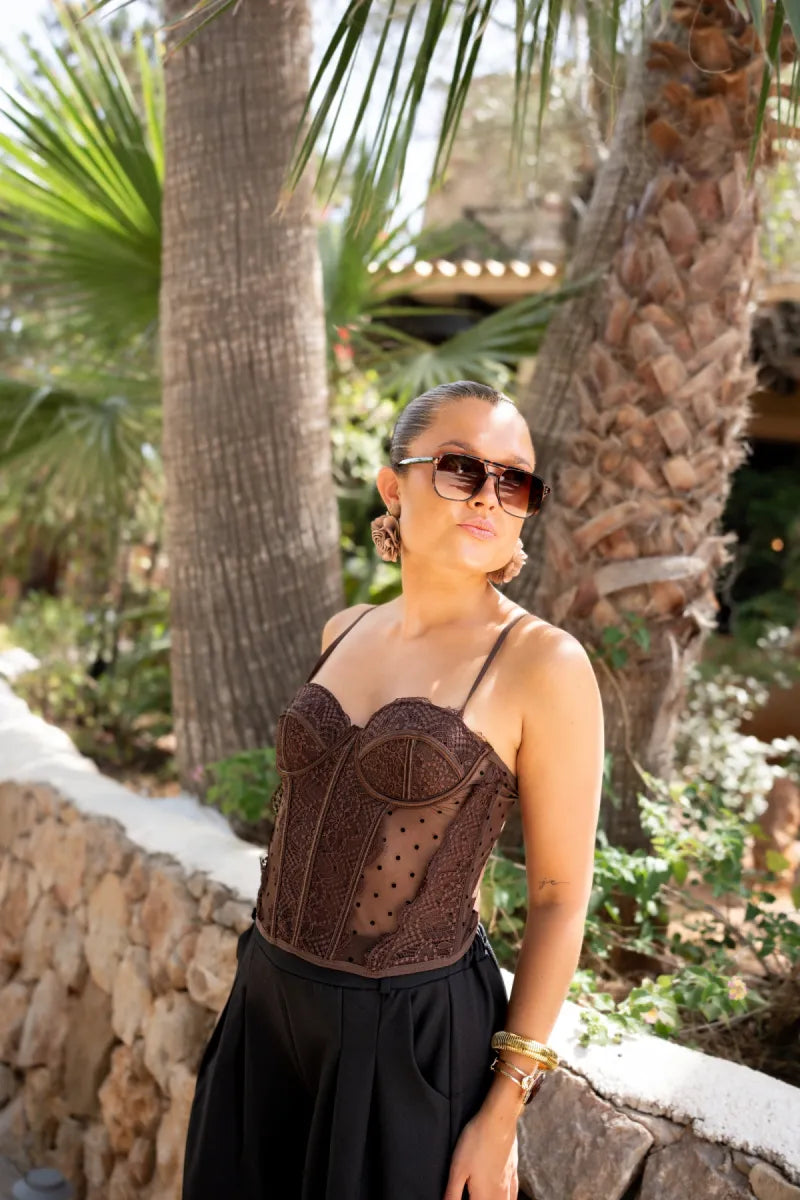 Isabella Dots Corset Brown~