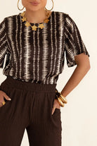  Lofty Manner Blouse Sami Brown Stripe Print