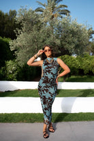  Bibi Dress New Leaf Turquoise Brown