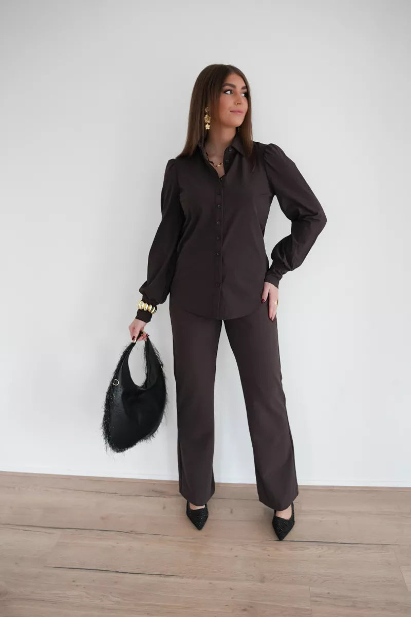 Mi Piace Blouse Puff Sleeves Espresso