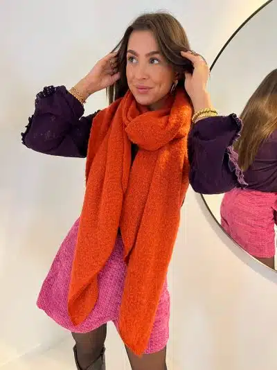 Cosy Scarf Red Coral - Afbeelding 2