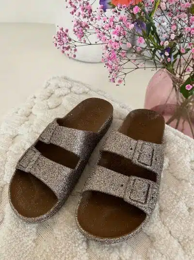 Glitter Slipper Camel Multico