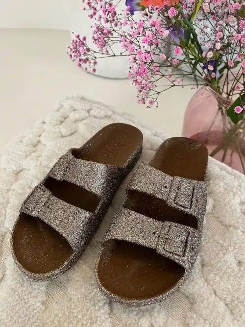 Glitter Slipper Camel Multico