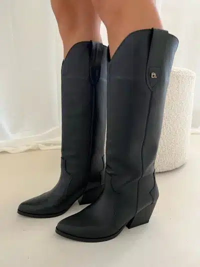 Babouche Florine-1 Cowboy Boot Black - Afbeelding 6