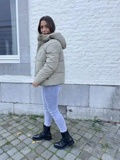 Short Puffer Coat Soft Green - Afbeelding 3