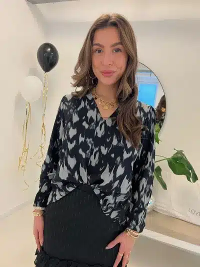 Lofty Manner Blouse Lau Frosty Grey Print