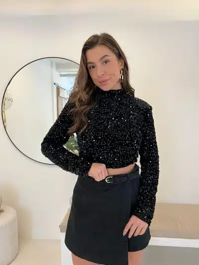 Gaelle Pailletten Top Black