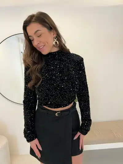 Gaelle Pailletten Top Black - Afbeelding 2