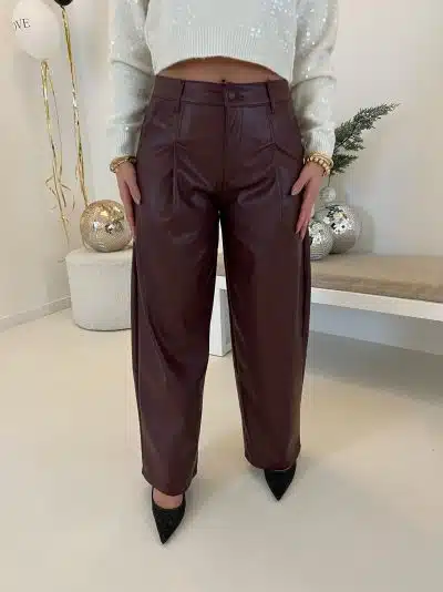 Baggy Leather Pants Bordeaux - Afbeelding 2