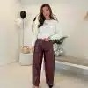 Baggy Leather Pants Bordeaux