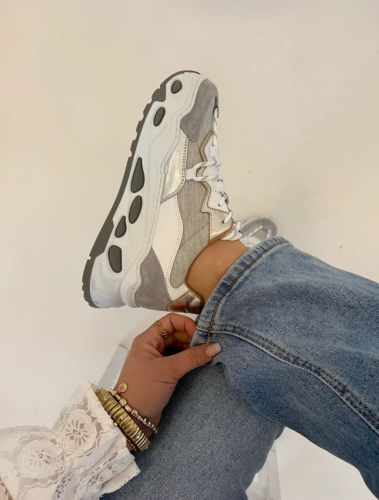 Dwrs Neptunus Denim Champagne Grey Sneaker