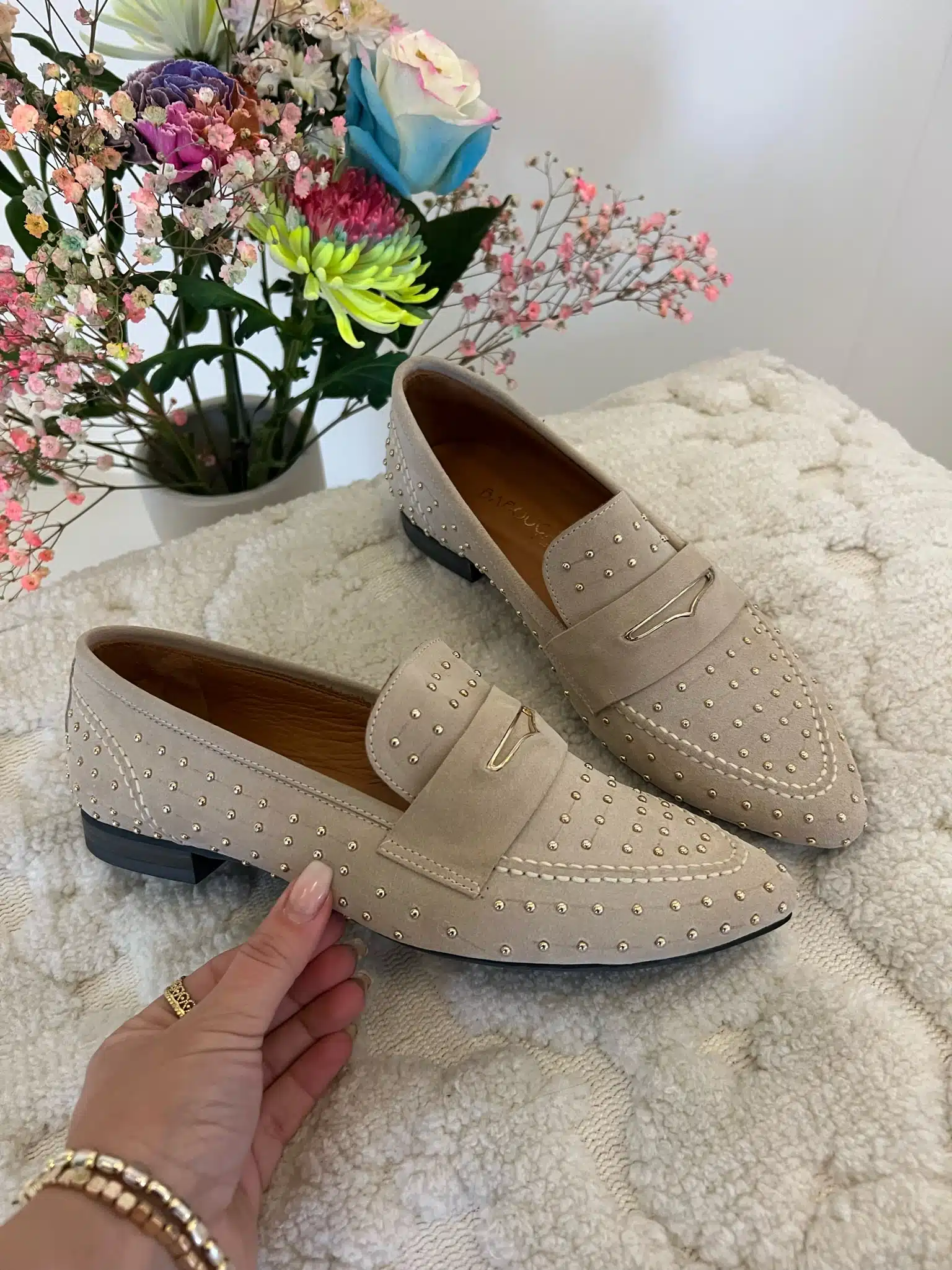 Babouche Loafer Studs Beige G-Maya-2 - Afbeelding 4