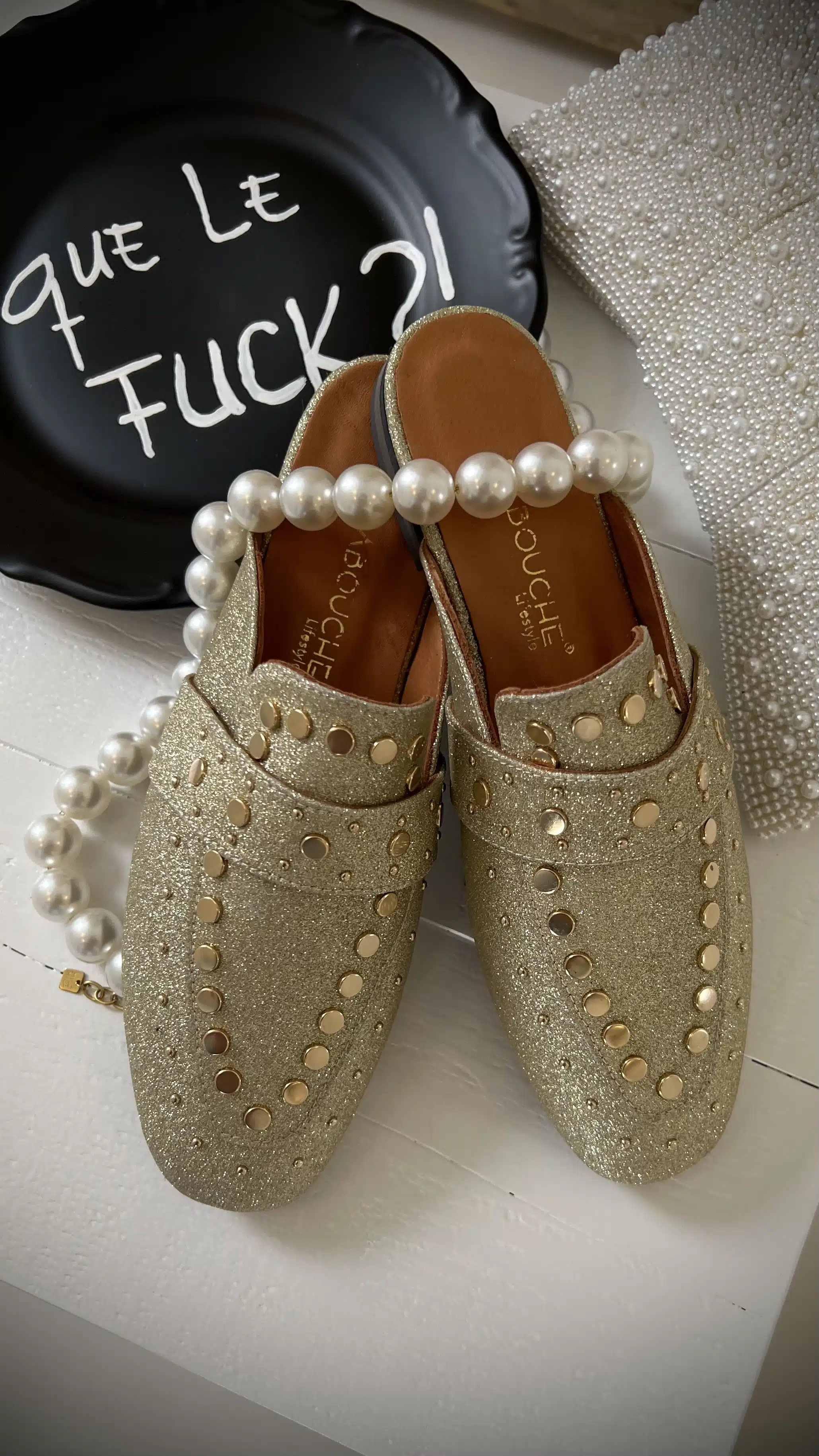 Babouche Instapper Gold Glitter G-Nance-2 - Afbeelding 2