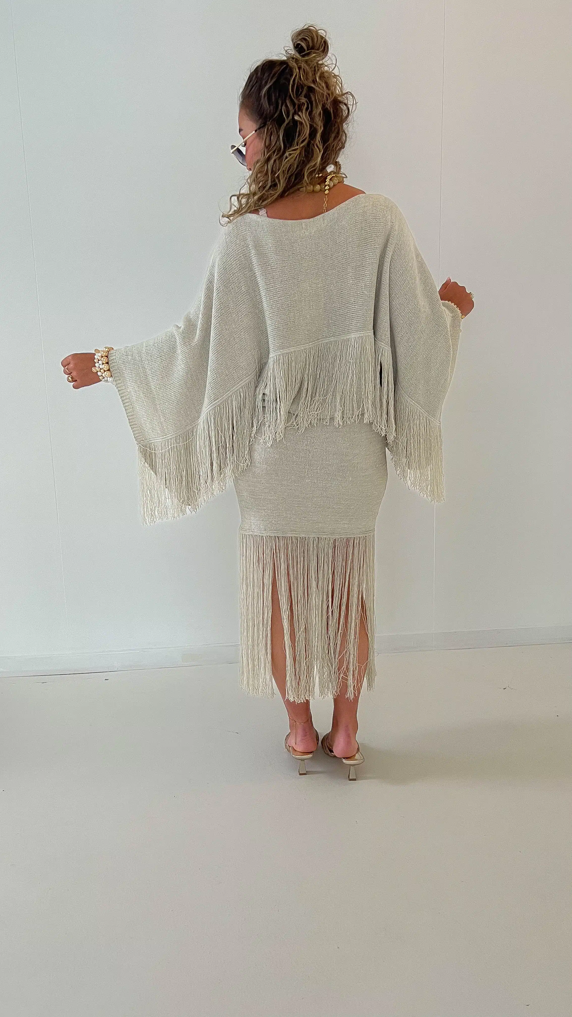 Moost & The Muse Rosy Fringe Skirt Light Beige - Afbeelding 3