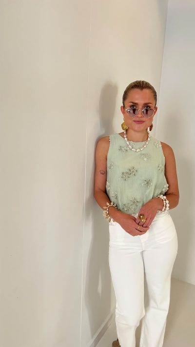 Romy Top Flower Detail Mint - Afbeelding 4