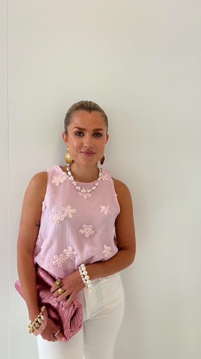 Romy Top Flower Detail Pink
