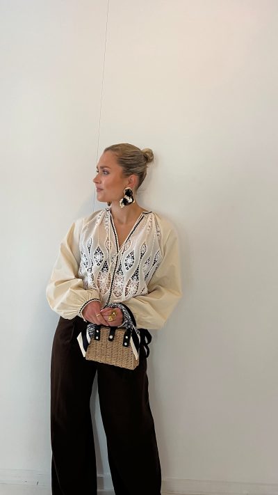 Dion Blouse Beige Black - Afbeelding 2
