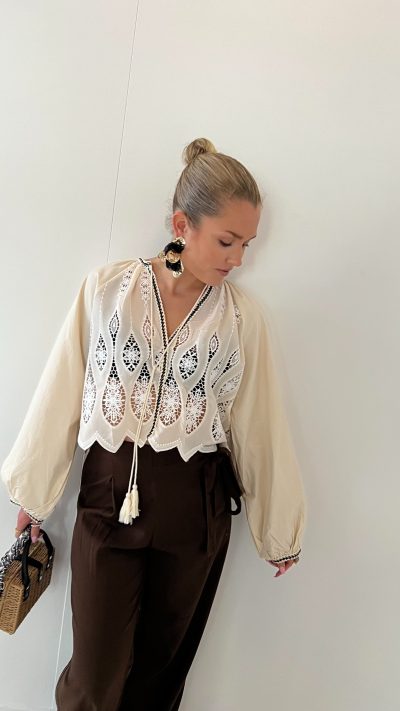 Dion Blouse Beige Black
