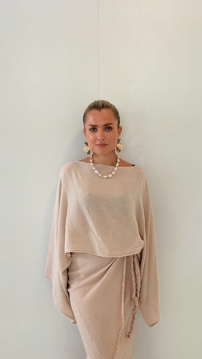 Skirt Wide Linen Powder - Afbeelding 3