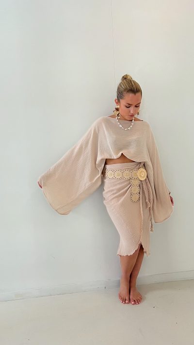 Skirt Wide Linen Powder