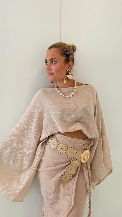Skirt Wide Linen Powder - Afbeelding 5