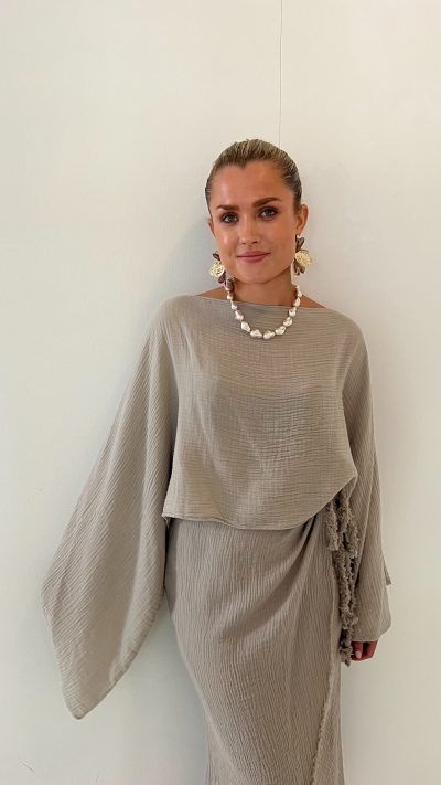 Top Wide Linen Taupe - Afbeelding 3