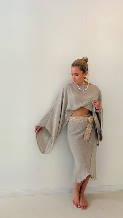Skirt Wide Linen Taupe