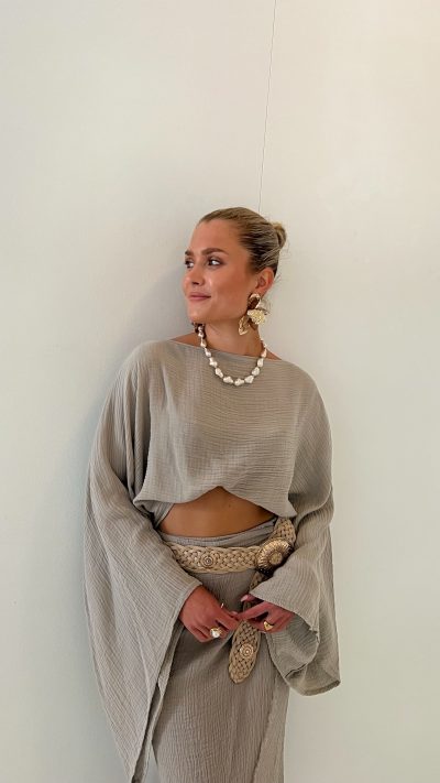 Top Wide Linen Taupe - Afbeelding 4