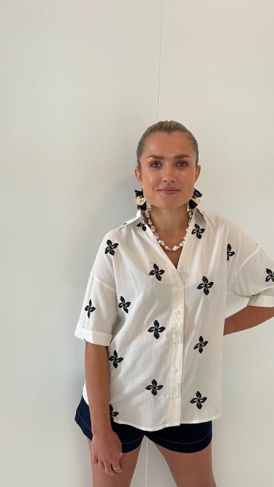Phoebi Blouse Black White - Afbeelding 3