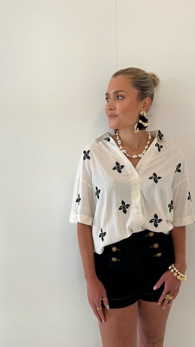 Phoebi Blouse Black White - Afbeelding 4