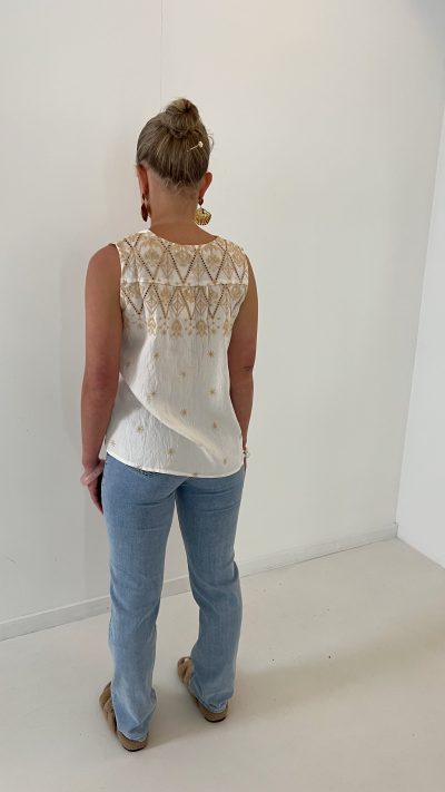 Lizzy Embroidery Top Beige - Afbeelding 3