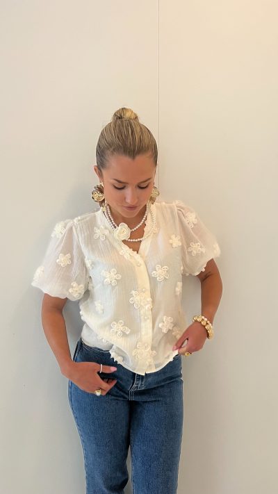 Zora Flower Blouse Creme - Afbeelding 5