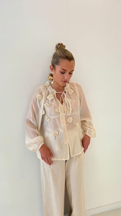 Sofie Sheer Blouse Beige - Afbeelding 4