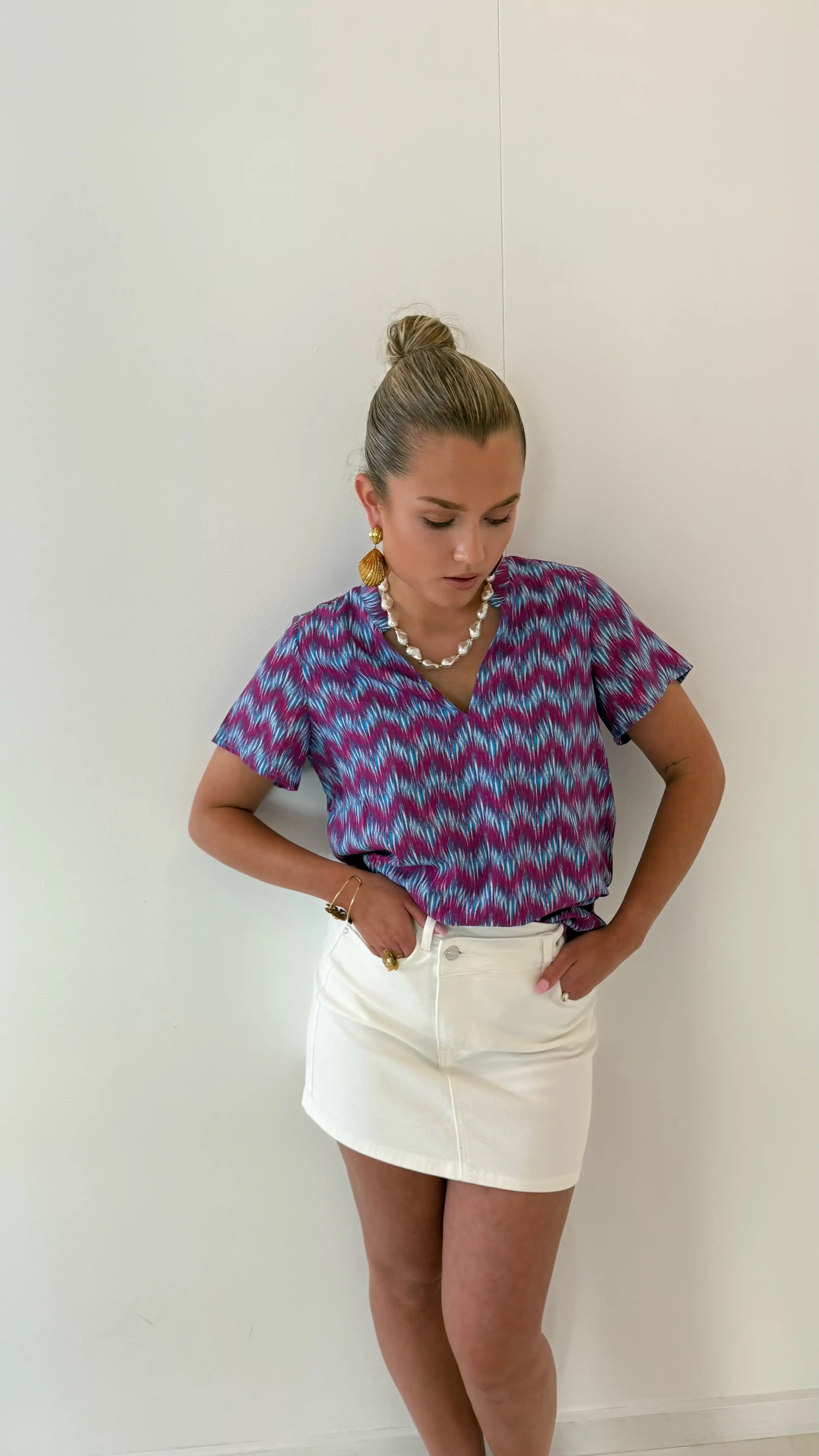 Lofty Manner Blouse Mayra Multi Wave Print - Afbeelding 4