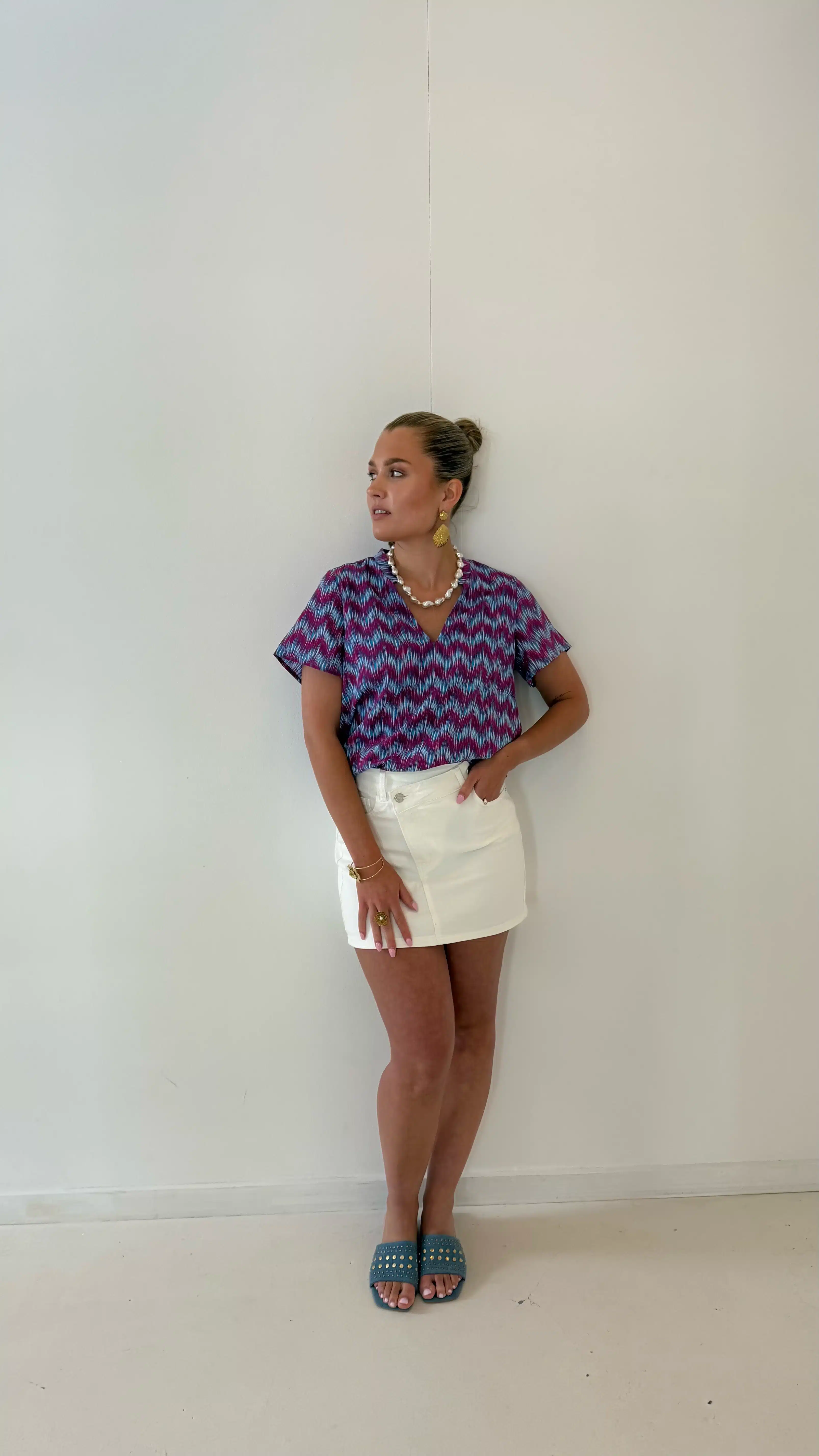 Lofty Manner Blouse Mayra Multi Wave Print - Afbeelding 5