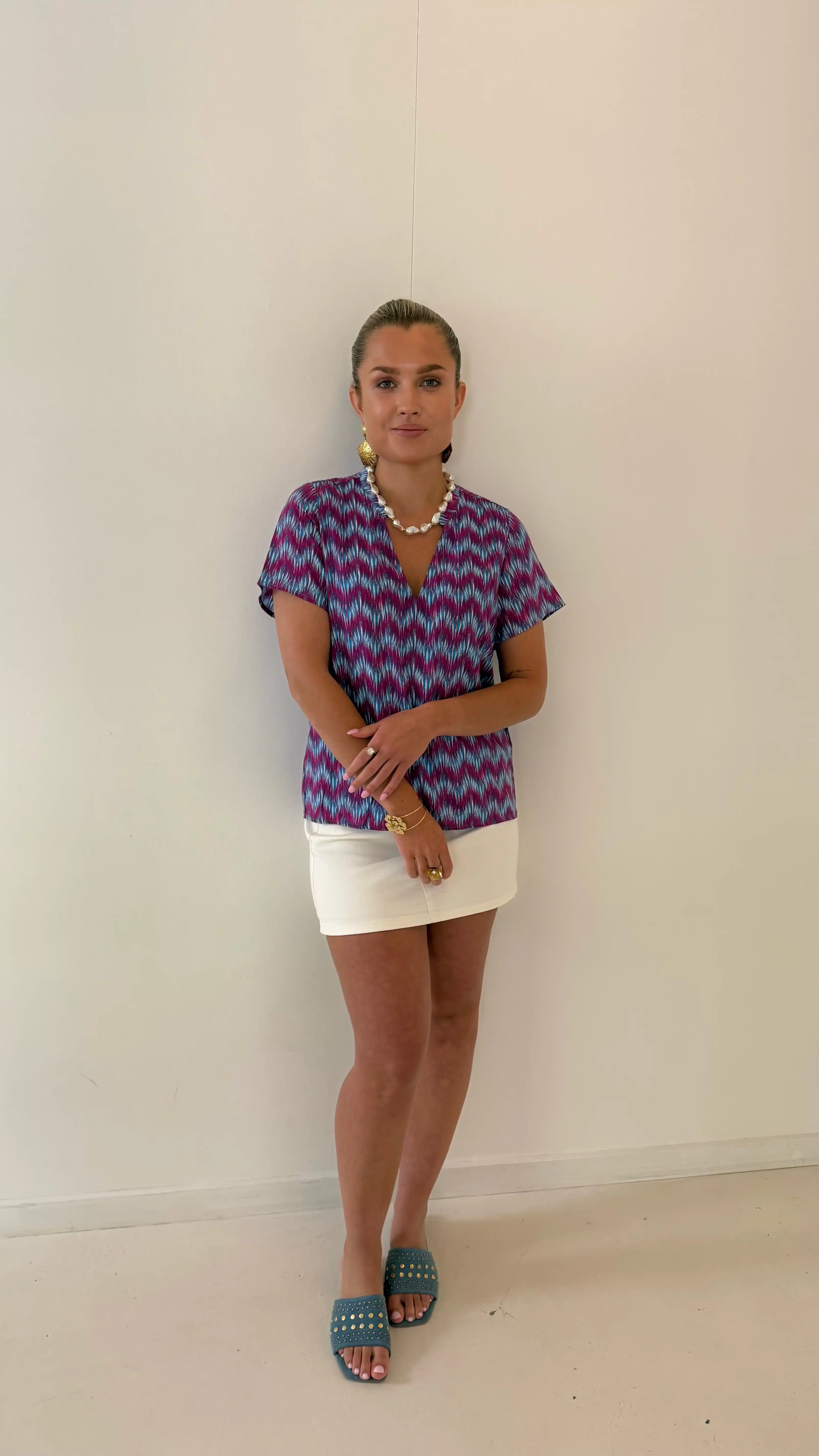 Lofty Manner Blouse Mayra Multi Wave Print - Afbeelding 3