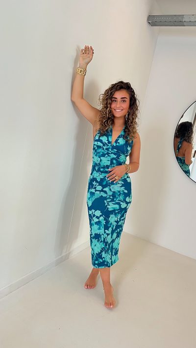 Maya Flower Dress Petrol - Afbeelding 2