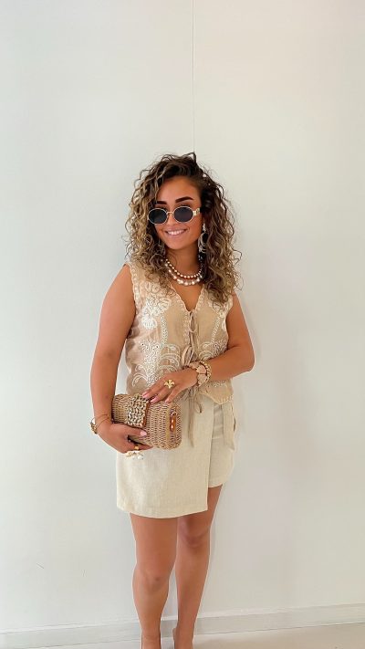 Linnen Skort Beige - Afbeelding 3