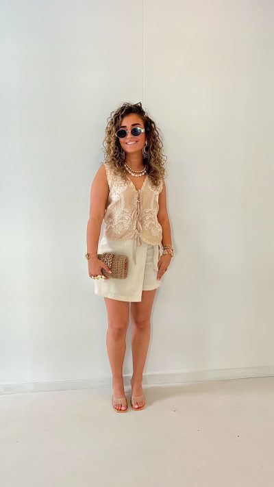 Linnen Skort Beige - Afbeelding 4