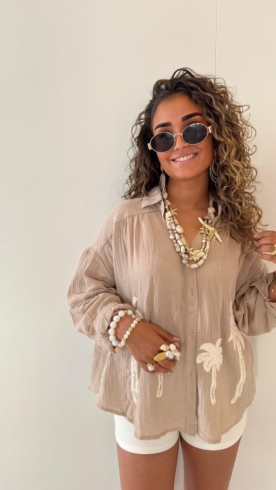 Palm Blouse Taupe - Afbeelding 3